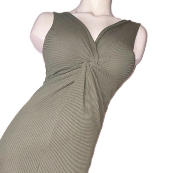 Y2K Only Hearts N.Y.C. Helena Stuart Stretch Ribbed Twisted Knot Midi Dress VTG - Picture 5 of 12